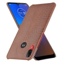 For Motorola Moto E6 Plus Shockproof Crocodile Texture PC + PU Case(Brown)