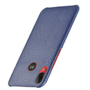 For Motorola Moto E6 Plus Shockproof Crocodile Texture PC + PU Case(Blue)