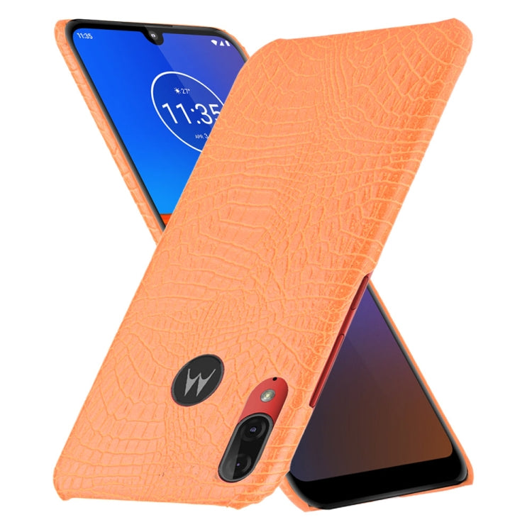 For Motorola Moto E6 Plus Shockproof Crocodile Texture PC + PU Case(Orange)