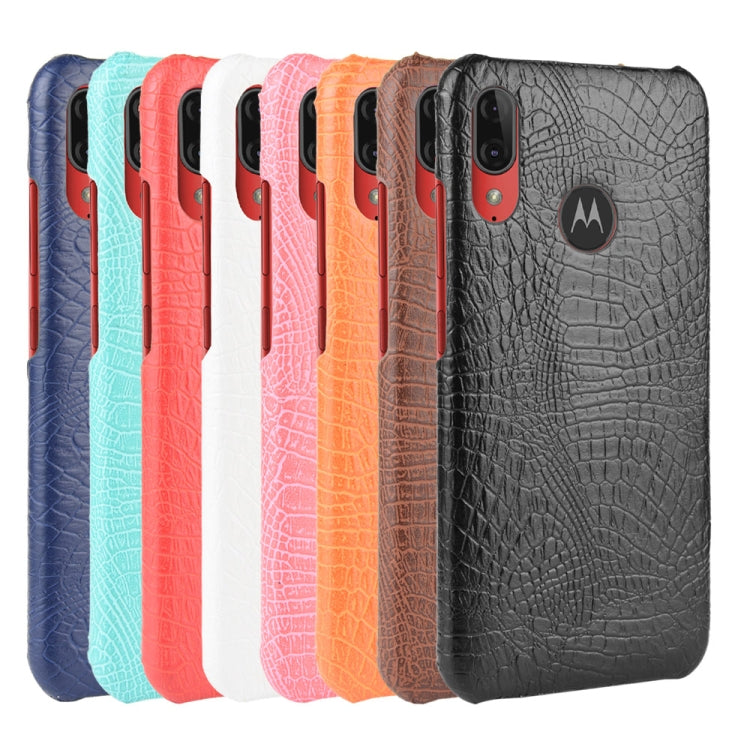 For Motorola Moto E6 Plus Shockproof Crocodile Texture PC + PU Case(Orange)