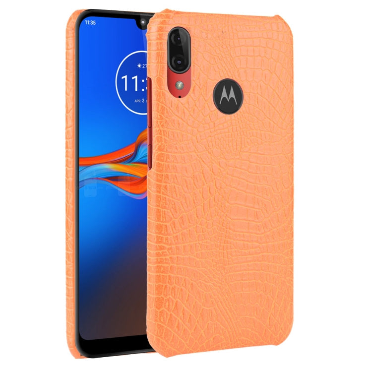 For Motorola Moto E6 Plus Shockproof Crocodile Texture PC + PU Case(Orange)