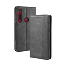 For Motorola Moto G8 Plus Magnetic Buckle Retro Crazy Horse Texture Horizontal Flip Leather Case with Holder & Card Slots & Photo Frame(Black)
