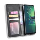 For Motorola Moto G8 Plus Magnetic Buckle Retro Crazy Horse Texture Horizontal Flip Leather Case with Holder & Card Slots & Photo Frame(Black)