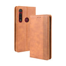 For Motorola Moto G8 Plus Magnetic Buckle Retro Crazy Horse Texture Horizontal Flip Leather Case with Holder & Card Slots & Photo Frame(Brown)
