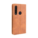 For Motorola Moto G8 Plus Magnetic Buckle Retro Crazy Horse Texture Horizontal Flip Leather Case with Holder & Card Slots & Photo Frame(Brown)