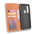 For Motorola Moto G8 Plus Magnetic Buckle Retro Crazy Horse Texture Horizontal Flip Leather Case with Holder & Card Slots & Photo Frame(Brown)