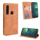 For Motorola Moto G8 Plus Magnetic Buckle Retro Crazy Horse Texture Horizontal Flip Leather Case with Holder & Card Slots & Photo Frame(Brown)