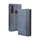 For Motorola Moto G8 Plus Magnetic Buckle Retro Crazy Horse Texture Horizontal Flip Leather Case with Holder & Card Slots & Photo Frame(Blue)