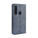 For Motorola Moto G8 Plus Magnetic Buckle Retro Crazy Horse Texture Horizontal Flip Leather Case with Holder & Card Slots & Photo Frame(Blue)