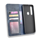 For Motorola Moto G8 Plus Magnetic Buckle Retro Crazy Horse Texture Horizontal Flip Leather Case with Holder & Card Slots & Photo Frame(Blue)