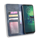For Motorola Moto G8 Plus Magnetic Buckle Retro Crazy Horse Texture Horizontal Flip Leather Case with Holder & Card Slots & Photo Frame(Blue)