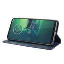 For Motorola Moto G8 Plus Magnetic Buckle Retro Crazy Horse Texture Horizontal Flip Leather Case with Holder & Card Slots & Photo Frame(Blue)