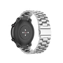 Suitable For Samsung Gear S2 Sport / Galaxy Watch Active 2 20mm Butterfly Buckle 3-Beads Stainless Steel Metal Watch Band (Silver)