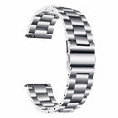 Suitable For Samsung Gear S2 Sport / Galaxy Watch Active 2 20mm Butterfly Buckle 3-Beads Stainless Steel Metal Watch Band (Silver)