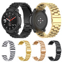 Applicable To Ticwatch Generation / Moto360 Second Generation 460 / Samsung GearS3 / Huawei GT 22mm Butterfly Buckle 3-Beads Stainless Steel Metal Watch Band(black)