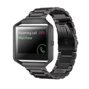 For Fitbit Blaze Metal Frame Butterfly Buckle Three Beads Stainless Steel Metal Watch Band(black)