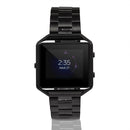 For Fitbit Blaze Metal Frame Butterfly Buckle Three Beads Stainless Steel Metal Watch Band(black)