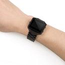 For Fitbit Blaze Metal Frame Butterfly Buckle Three Beads Stainless Steel Metal Watch Band(black)