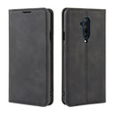 For OnePlus 7T Pro Retro-skin Business Magnetic Suction Leather Case with Purse-Bracket-Chuck(Black)