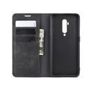For OnePlus 7T Pro Retro-skin Business Magnetic Suction Leather Case with Purse-Bracket-Chuck(Black)