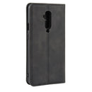 For OnePlus 7T Pro Retro-skin Business Magnetic Suction Leather Case with Purse-Bracket-Chuck(Black)