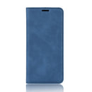 For OnePlus 7T Pro Retro-skin Business Magnetic Suction Leather Case with Purse-Bracket-Chuck(Dark Blue)