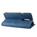 For OnePlus 7T Pro Retro-skin Business Magnetic Suction Leather Case with Purse-Bracket-Chuck(Dark Blue)