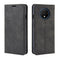 For OnePlus 7T Retro-skin Business Magnetic Suction Leather Case with Purse-Bracket-Chuck(Black)