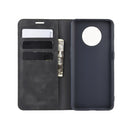 For OnePlus 7T Retro-skin Business Magnetic Suction Leather Case with Purse-Bracket-Chuck(Black)