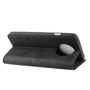 For OnePlus 7T Retro-skin Business Magnetic Suction Leather Case with Purse-Bracket-Chuck(Black)
