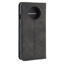 For OnePlus 7T Retro-skin Business Magnetic Suction Leather Case with Purse-Bracket-Chuck(Black)