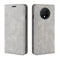 For OnePlus 7T Retro-skin Business Magnetic Suction Leather Case with Purse-Bracket-Chuck(Grey)