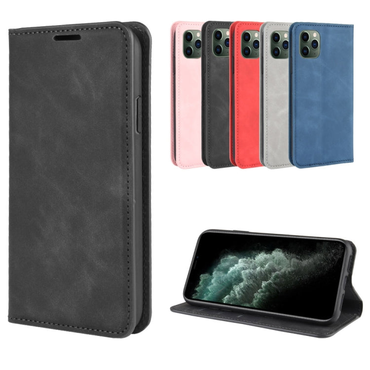 For OnePlus 7T Retro-skin Business Magnetic Suction Leather Case with Purse-Bracket-Chuck(Grey)