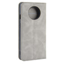 For OnePlus 7T Retro-skin Business Magnetic Suction Leather Case with Purse-Bracket-Chuck(Grey)
