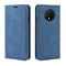 For OnePlus 7T Retro-skin Business Magnetic Suction Leather Case with Purse-Bracket-Chuck(Dark Blue)