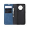 For OnePlus 7T Retro-skin Business Magnetic Suction Leather Case with Purse-Bracket-Chuck(Dark Blue)