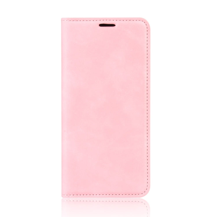 For OnePlus 7T Retro-skin Business Magnetic Suction Leather Case with Purse-Bracket-Chuck(Pink)