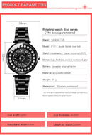 SANDA 1017 Lady Watch All Over The Sky Star 360 Degree Rotating Watch Diamond Steel Band Women Watch(Black)