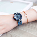 SANDA 1017 Lady Watch All Over The Sky Star 360 Degree Rotating Watch Diamond Steel Band Women Watch(Blue)