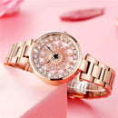 SANDA 1017 Lady Watch All Over The Sky Star 360 Degree Rotating Watch Diamond Steel Band Women Watch(Rose Gold)