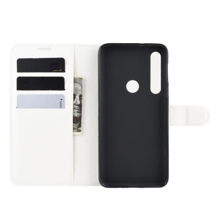 For Motorola Moto G8 Plus Litchi Texture Horizontal Flip Protective Case with Holder & Card Slots & Wallet(White)