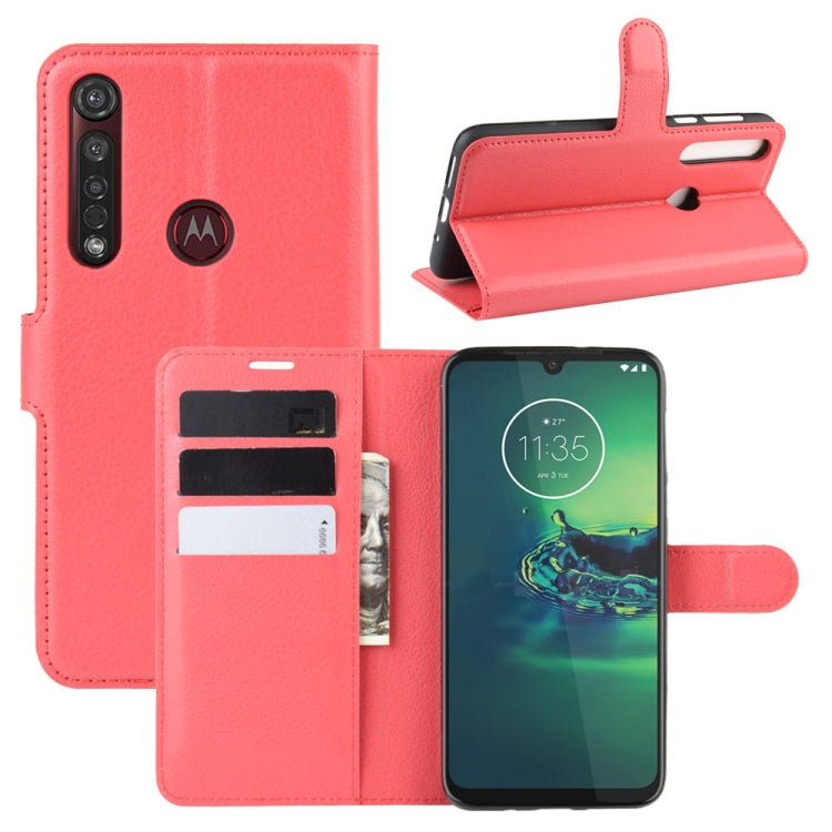 For Motorola Moto G8 Plus Litchi Texture Horizontal Flip Protective Case with Holder & Card Slots & Wallet(Red)