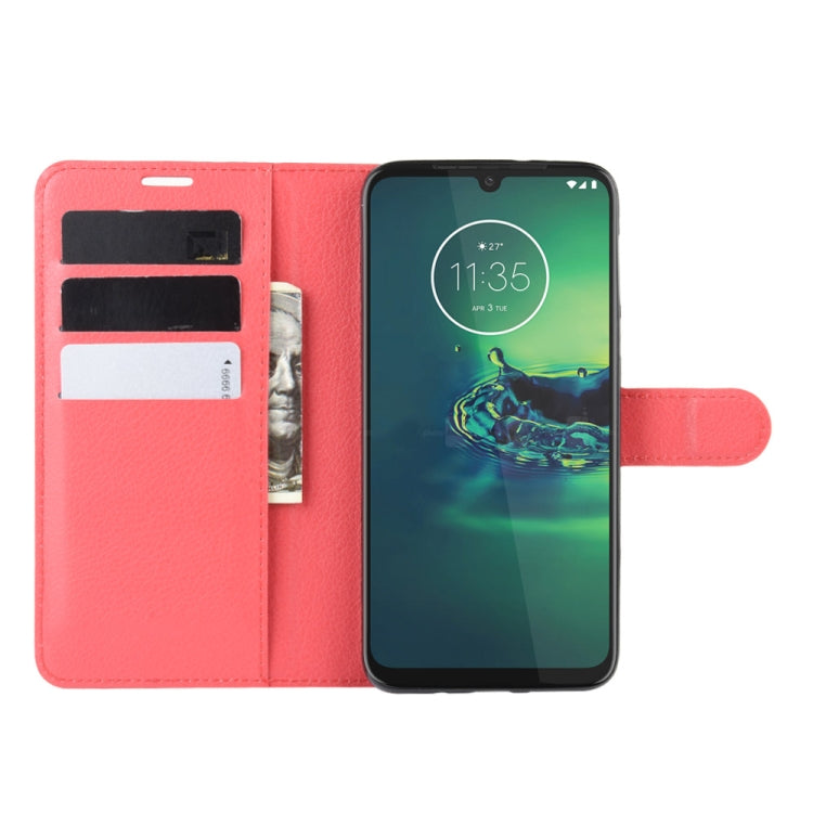 For Motorola Moto G8 Plus Litchi Texture Horizontal Flip Protective Case with Holder & Card Slots & Wallet(Red)