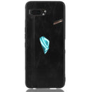 For Asus ROG Phone II ZS660KL Shockproof Sewing Cow Pattern Skin PC + PU + TPU Case(Black)
