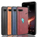 For Asus ROG Phone II ZS660KL Shockproof Sewing Cow Pattern Skin PC + PU + TPU Case(Black)