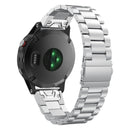 For Garmin Fenix 5X Three-Bead Stainless Steel Metal Watch Bandï¼ˆSilverï¼‰, Size:26MM