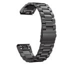 For Garmin Fenix 5 Three-Bead Stainless Steel Metal Watch Band, Size:22MM(Black)