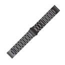 For Garmin Fenix 5 Three-Bead Stainless Steel Metal Watch Band, Size:22MM(Black)