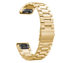For Garmin Fenix 5 Three-Bead Stainless Steel Metal Watch Band, Size:22MM(Golden)