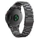 For Garmin Fenix 5X Three-Bead Stainless Steel Metal Watch Band, Size:26MM(Black)